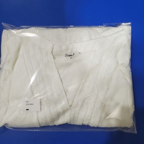 Siren Lily White Floral Lined Sheer Lace 3/4 Sleeve Open V Neck Blouse 2X - Picture 15 of 16